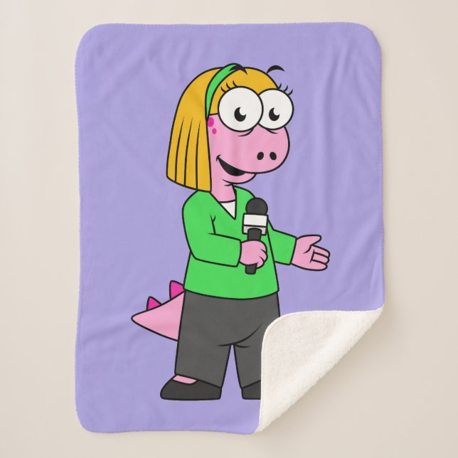 Manta Sherpa Ilustracion De Un Reportero De Allosaurus News. (Anverso)