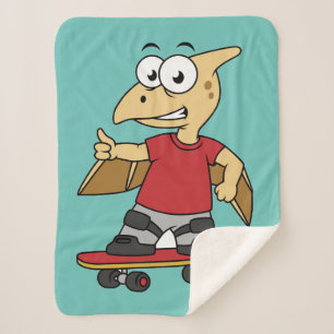 Manta Sherpa Ilustracion De Un Skateboarding De Pterosaur.