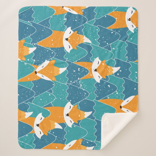 Manta Sherpa Ilustracion de zorros de época (Anverso)