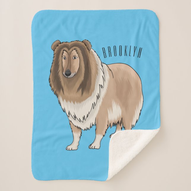 Manta Sherpa Ilustracion del personalizado del perro del collie (Anverso)