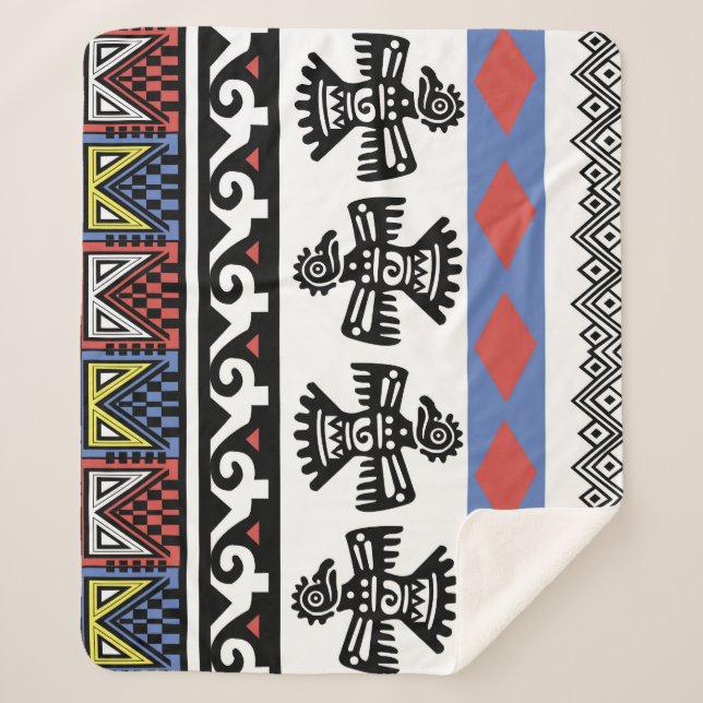 Manta Sherpa Ilustracion étnico nativo americano (Anverso)