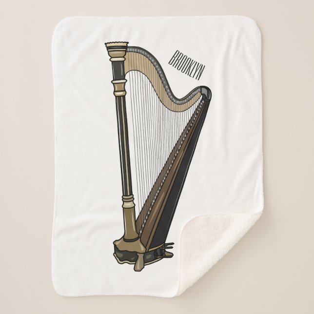 Manta Sherpa Ilustracion Harp personalizado (Anverso)