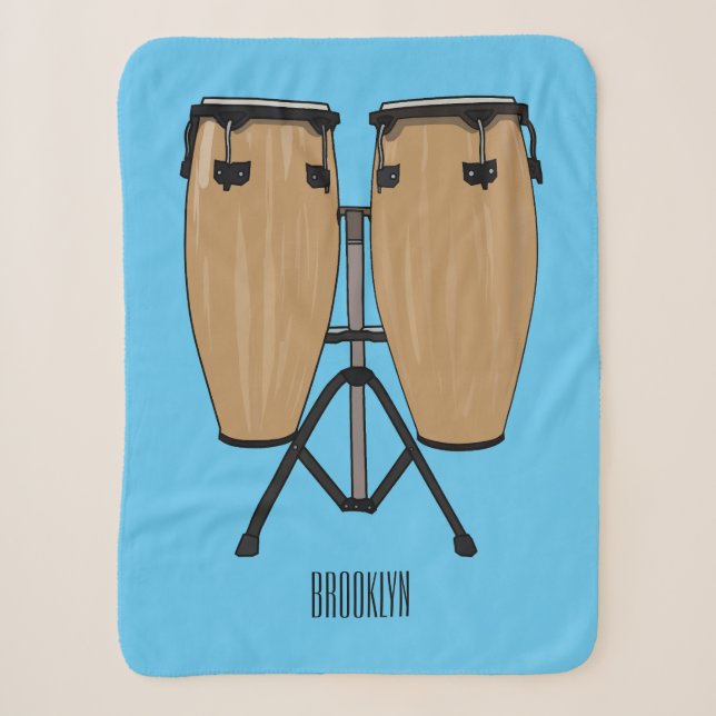 Manta Sherpa Ilustracion personalizado Bongo drum (Anverso)