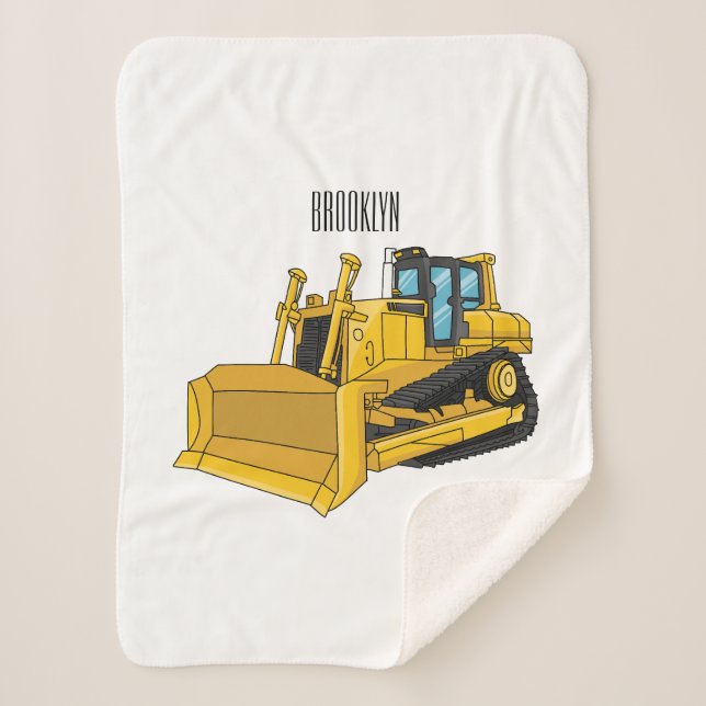 Manta Sherpa Ilustracion personalizado Bulldozer (Anverso)