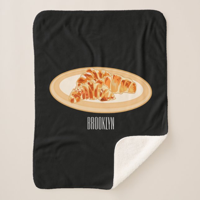 Manta Sherpa Ilustracion personalizado croissant (Anverso)