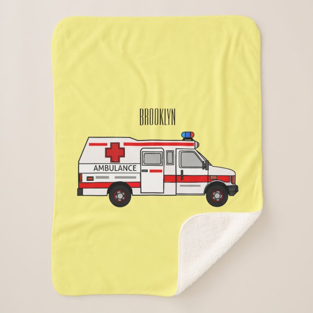 Manta Sherpa Ilustracion personalizado de ambulancia (Anverso)