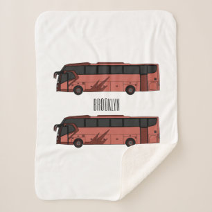 Manta Sherpa Ilustracion personalizado de autobús