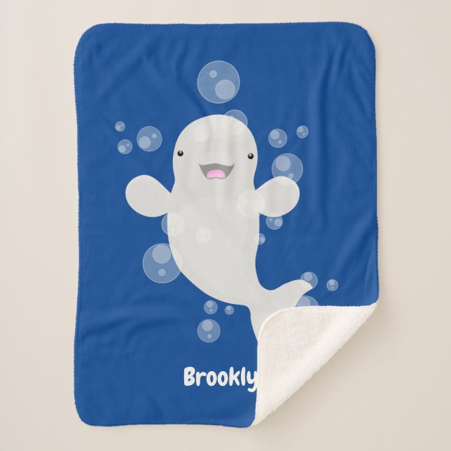 Manta Sherpa Ilustracion personalizado de ballenas de la beluga (Anverso)