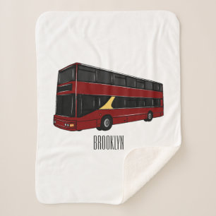 Manta Sherpa Ilustracion personalizado de bus de dos pisos