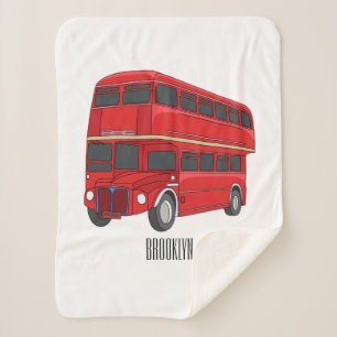 Manta Sherpa Ilustracion personalizado de bus de dos pisos