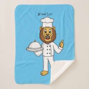 Manta Sherpa Ilustracion personalizado de chef de un bonito leó