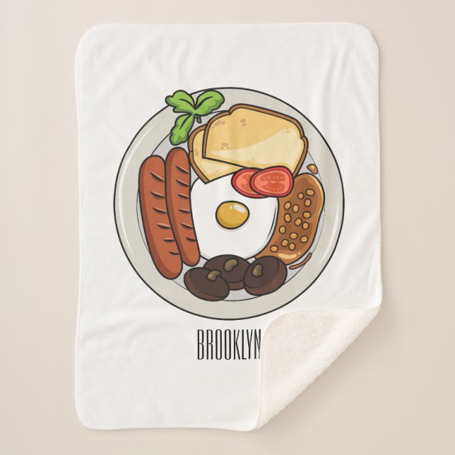 Manta Sherpa Ilustracion personalizado de desayuno inglés (Anverso)