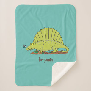 Manta Sherpa Ilustracion personalizado de dimetrodon verde lind