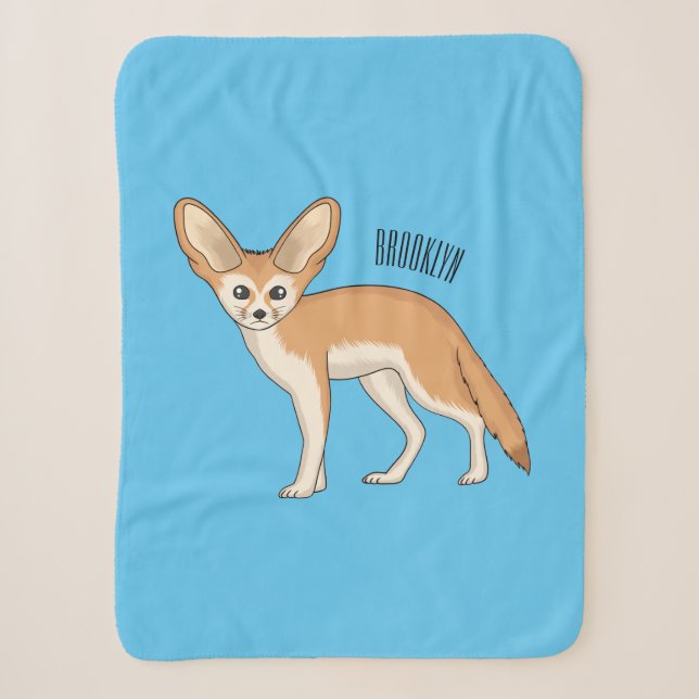 Manta Sherpa Ilustracion personalizado de Fennec fox (Anverso)