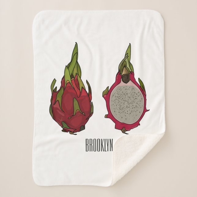Manta Sherpa Ilustracion personalizado de fruta dragón (Anverso)