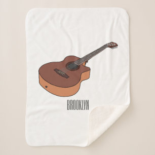 Manta Sherpa Ilustracion personalizado de guitarra acústica