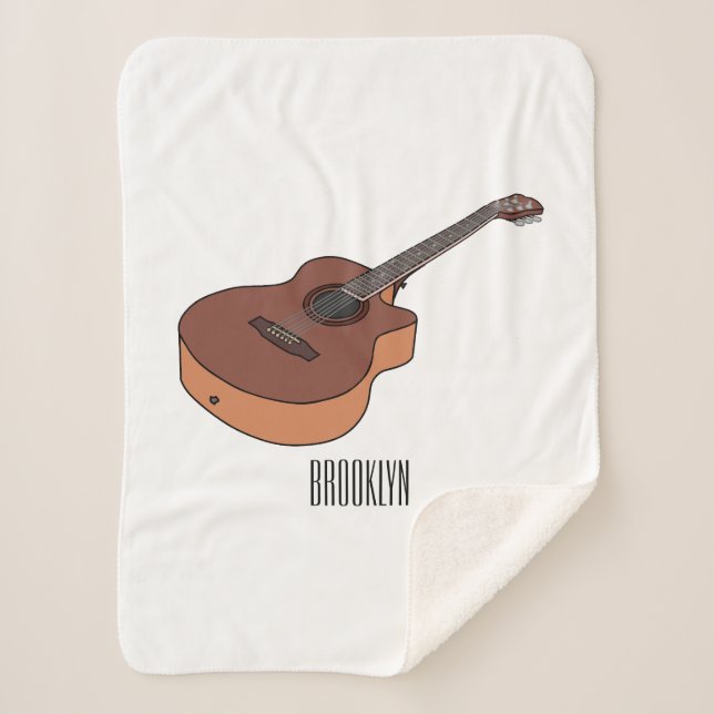Manta Sherpa Ilustracion personalizado de guitarra acústica (Anverso)