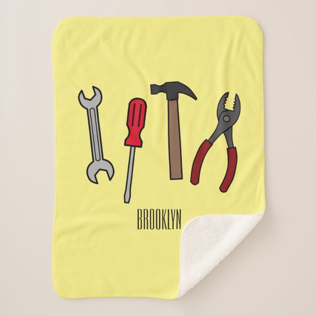 Manta Sherpa Ilustracion personalizado de herramientas de carpi (Anverso)