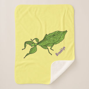 Manta Sherpa Ilustracion personalizado de insectos de hoja verd