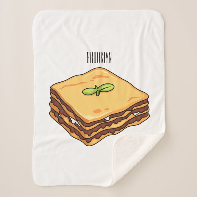 Manta Sherpa Ilustracion personalizado de Lasagna (Anverso)