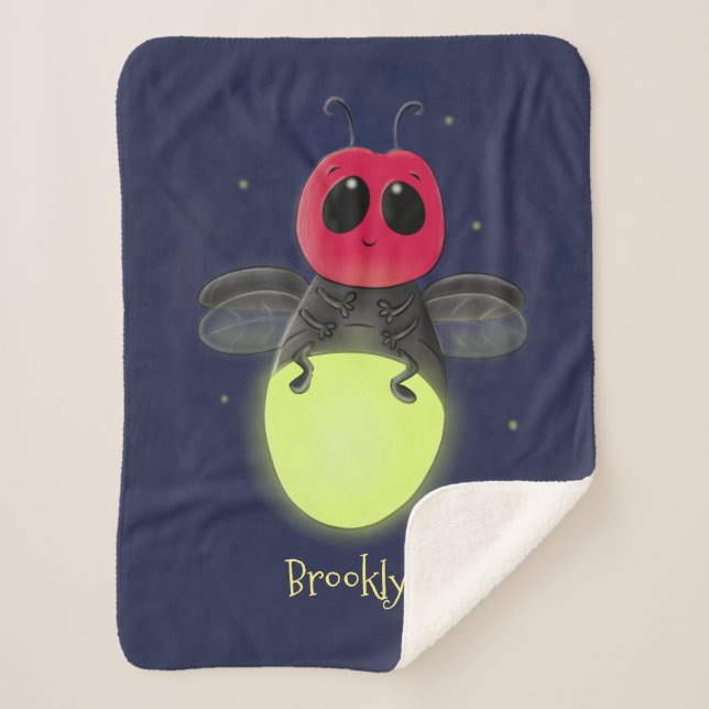 Manta Sherpa Ilustracion personalizado de luciérnaga de bichos  (Anverso)