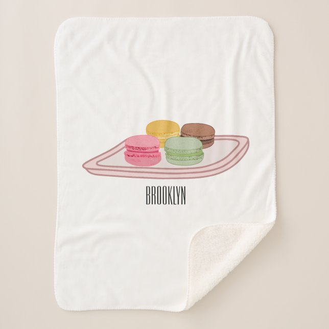 Manta Sherpa Ilustracion personalizado de Macaron (Anverso)
