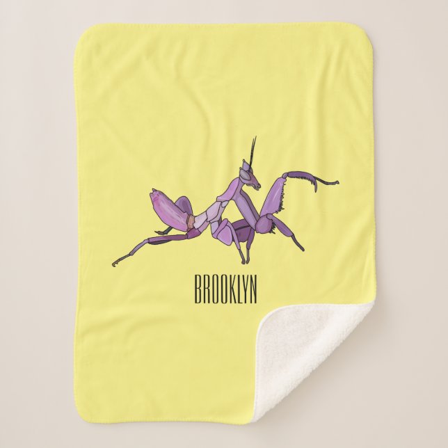 Manta Sherpa Ilustracion personalizado de mantis orquídea (Anverso)
