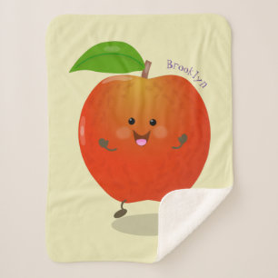 Manta Sherpa Ilustracion personalizado de manzana bailando a la
