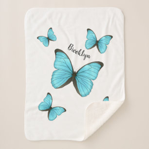 Manta Sherpa Ilustracion personalizado de mariposas morfo