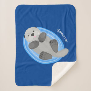Manta Sherpa Ilustracion personalizado de nutria marina feliz