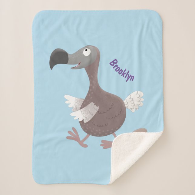 Manta Sherpa Ilustracion personalizado de pájaro dodo gracioso (Anverso)
