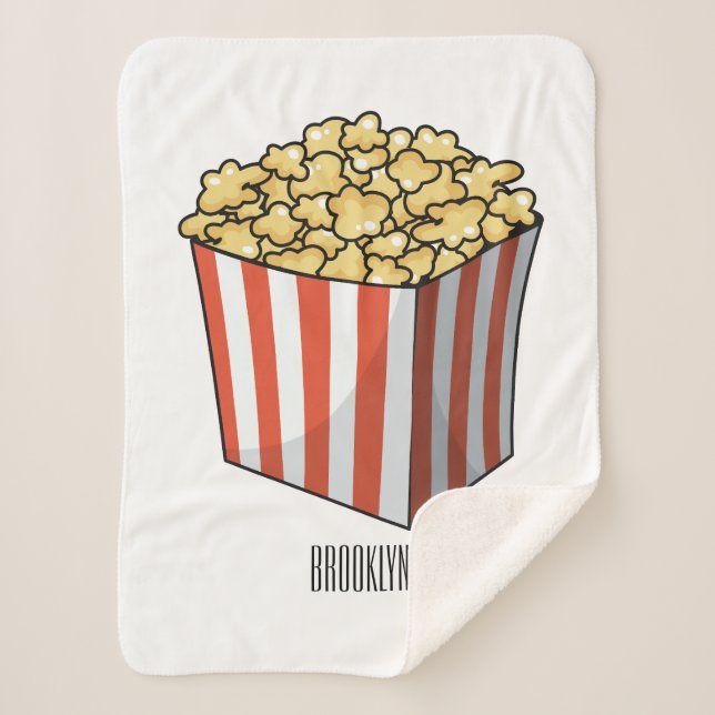 Manta Sherpa Ilustracion personalizado de palomitas (Anverso)