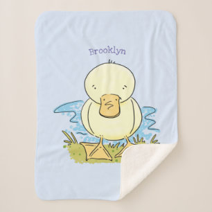 Manta Sherpa Ilustracion personalizado de pato amarillo