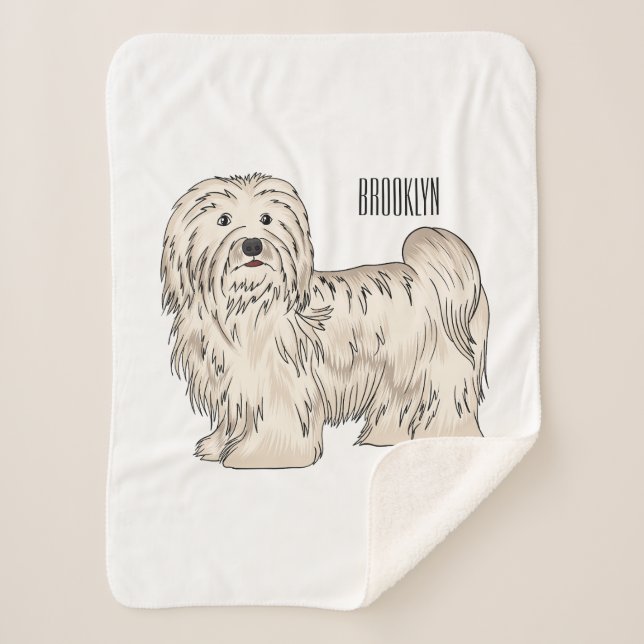 Manta Sherpa Ilustracion personalizado de perro de La Habana (Anverso)