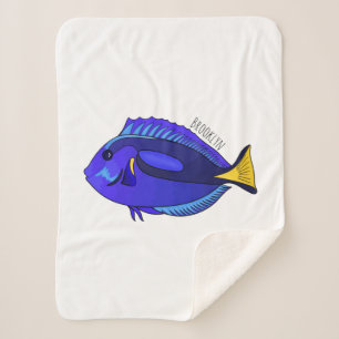 Manta Sherpa Ilustracion personalizado de pescado tang azul
