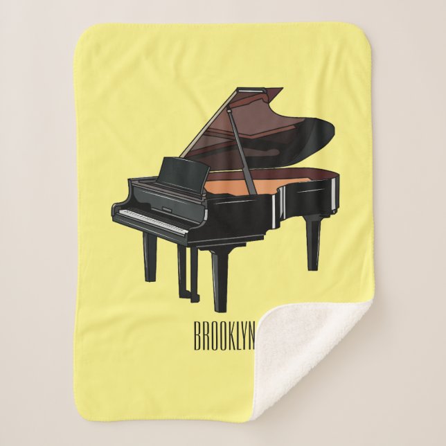 Manta Sherpa Ilustracion personalizado de piano (Anverso)