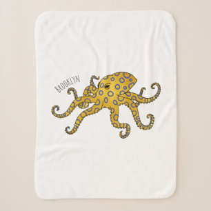 Manta Sherpa Ilustracion personalizado de pulpo de anillo azul