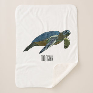 Manta Sherpa Ilustracion personalizado de tortugas marinas