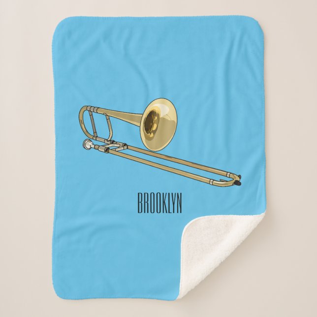 Manta Sherpa Ilustracion personalizado de Trombone (Anverso)