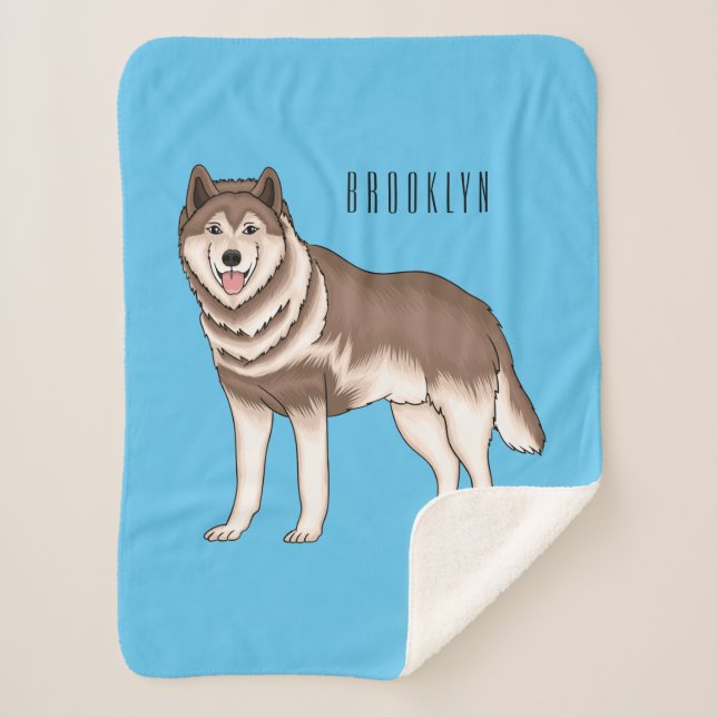 Manta Sherpa Ilustracion personalizado husky siberiano (Anverso)