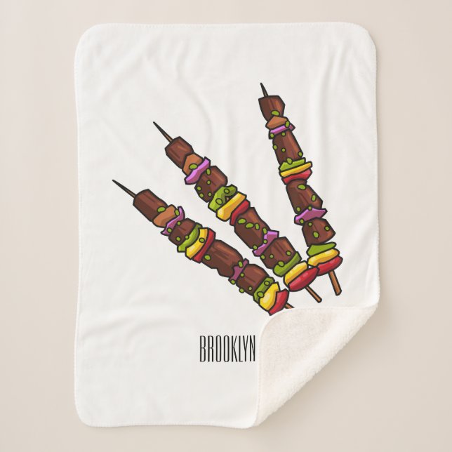 Manta Sherpa Ilustracion personalizado kebab o kabob (Anverso)