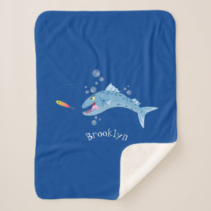 Manta Sherpa Ilustracion personalizado pescador hambriento de b