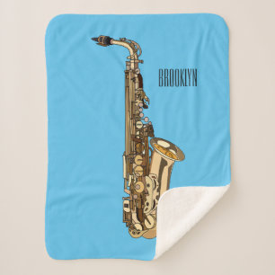 Manta Sherpa Ilustracion personalizado saxofón