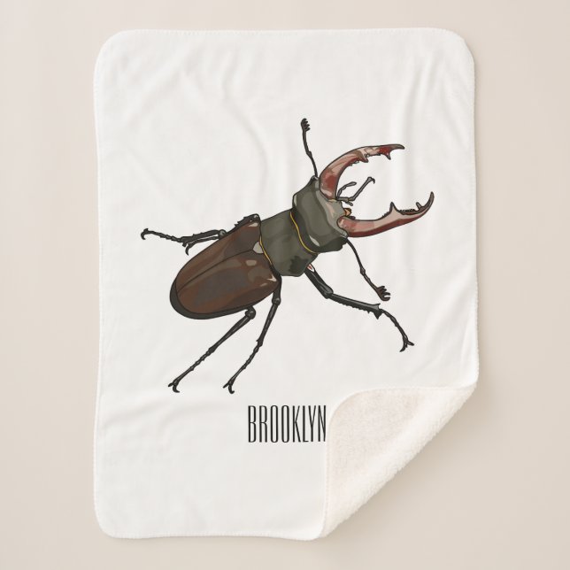 Manta Sherpa Ilustracion Stag beetle personalizado (Anverso)
