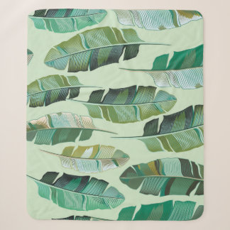 Manta Sherpa Ilustracion tropical de plantas bananeras de moda