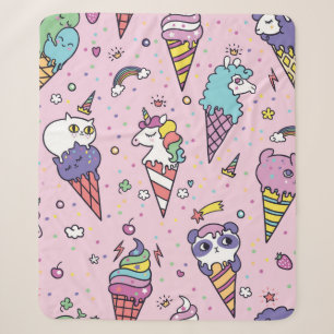 Manta Sherpa Ilustracion vintage de cute helado conos que