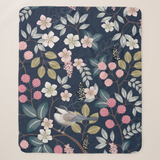 Manta Sherpa ilustracion vintage de un patrón floral sin fisura