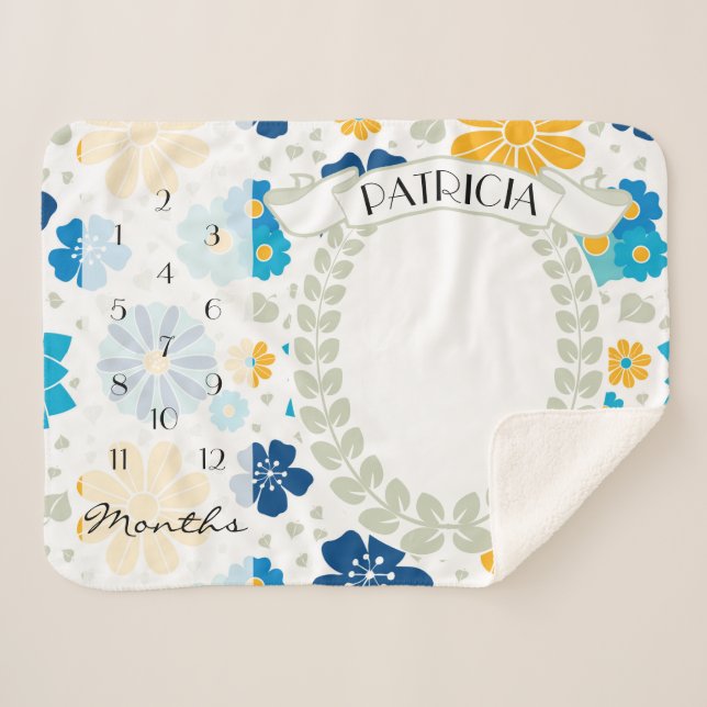 Manta Sherpa Imagen de hito floral Prop. (Anverso (horizontal))