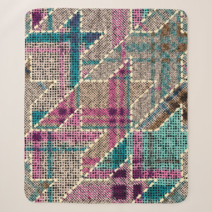Manta Sherpa Imitación del patrón de patchwork indio con text