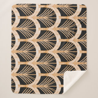 Manta Sherpa Imitación dorada: arte deco acuarela.